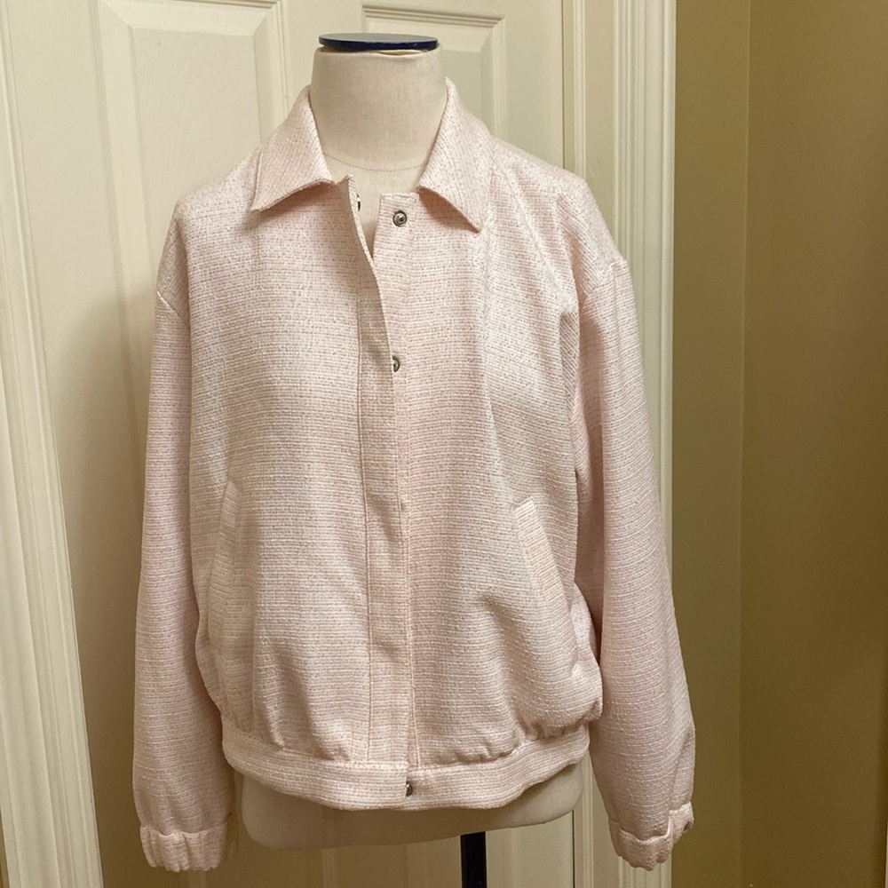 NWOT Nine West Pink Tweed Bomber Jacket M